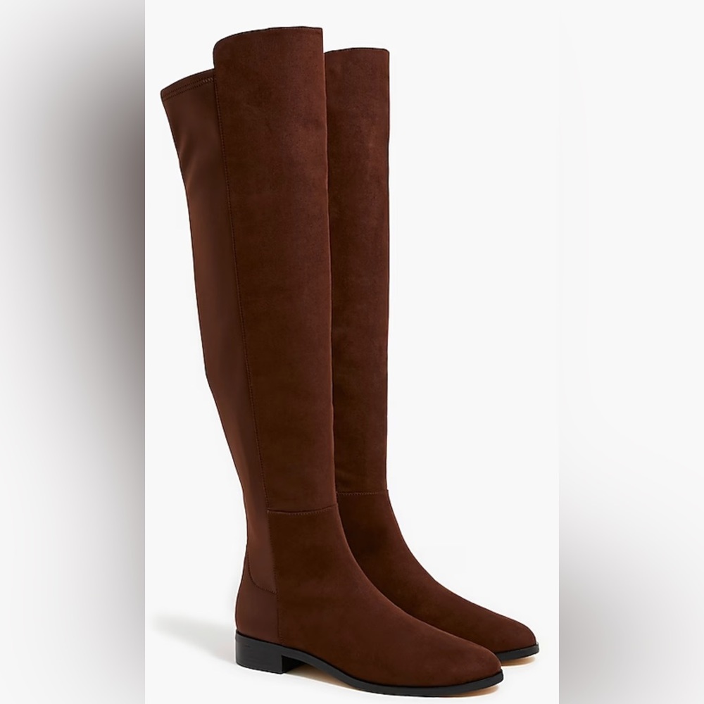 J Crew faux-suede knee-high boots with stretch